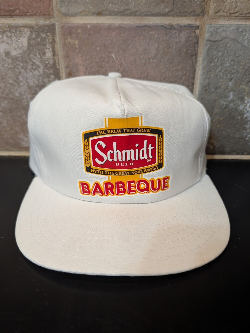 Vintage White Schmidt Beer BBQ Baseball Cap